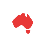 Red Australia map icon on dark gray circle. Temporary government fencing solutions in Australia.