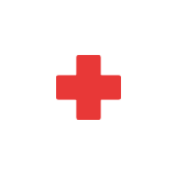 Red medical cross symbol on a gray circle. Hospital fencing icon for healthcare services.