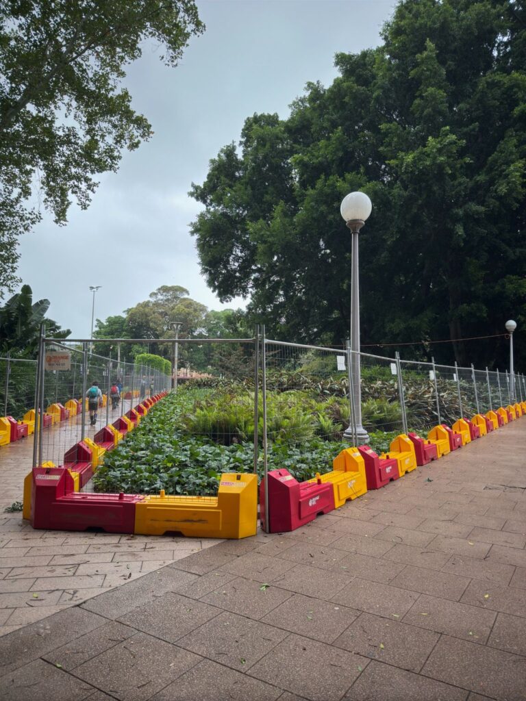 secure temporary fencing shielding plants